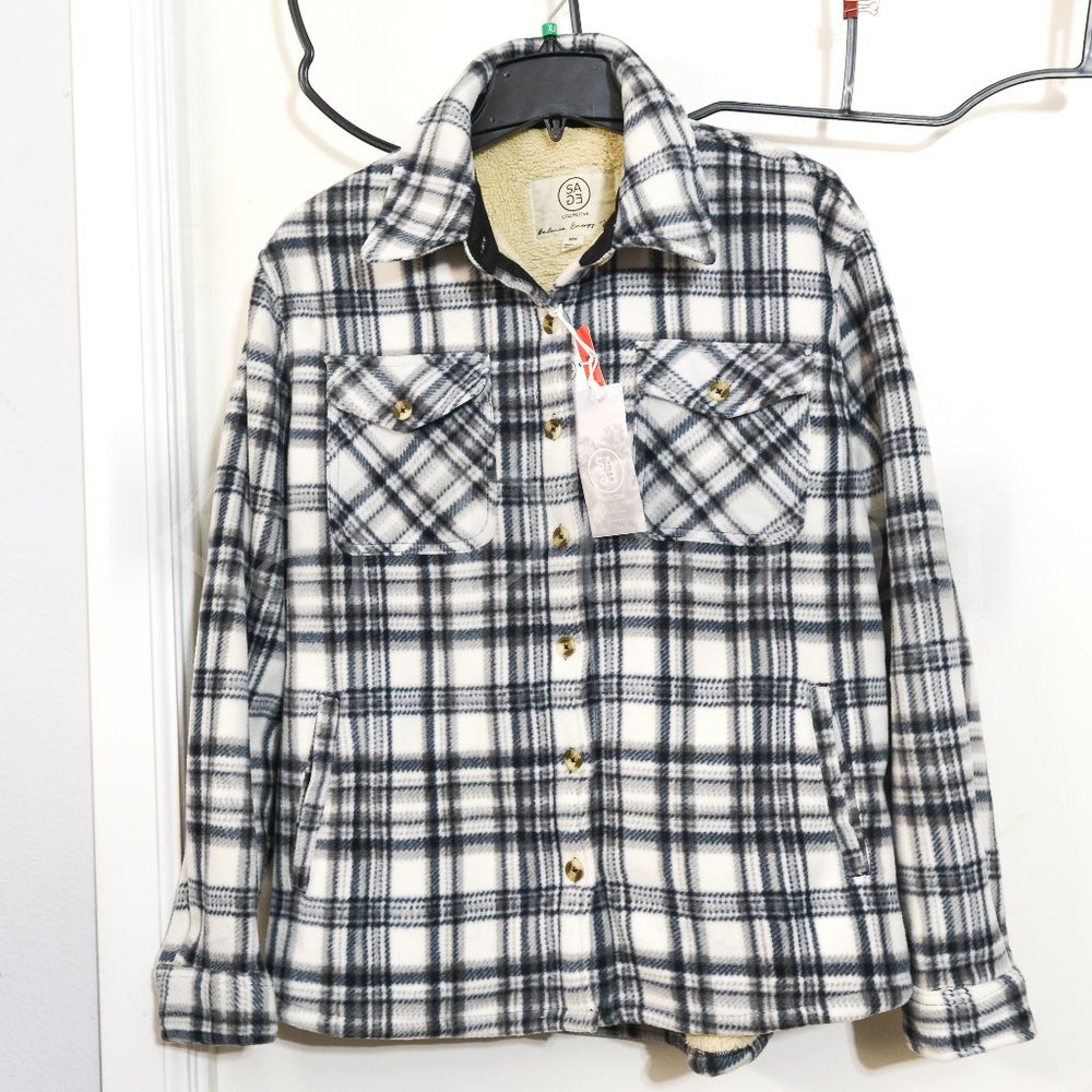 Sage Ladies' Plush Shirt Jacket WHITE - Picture 2 of 8